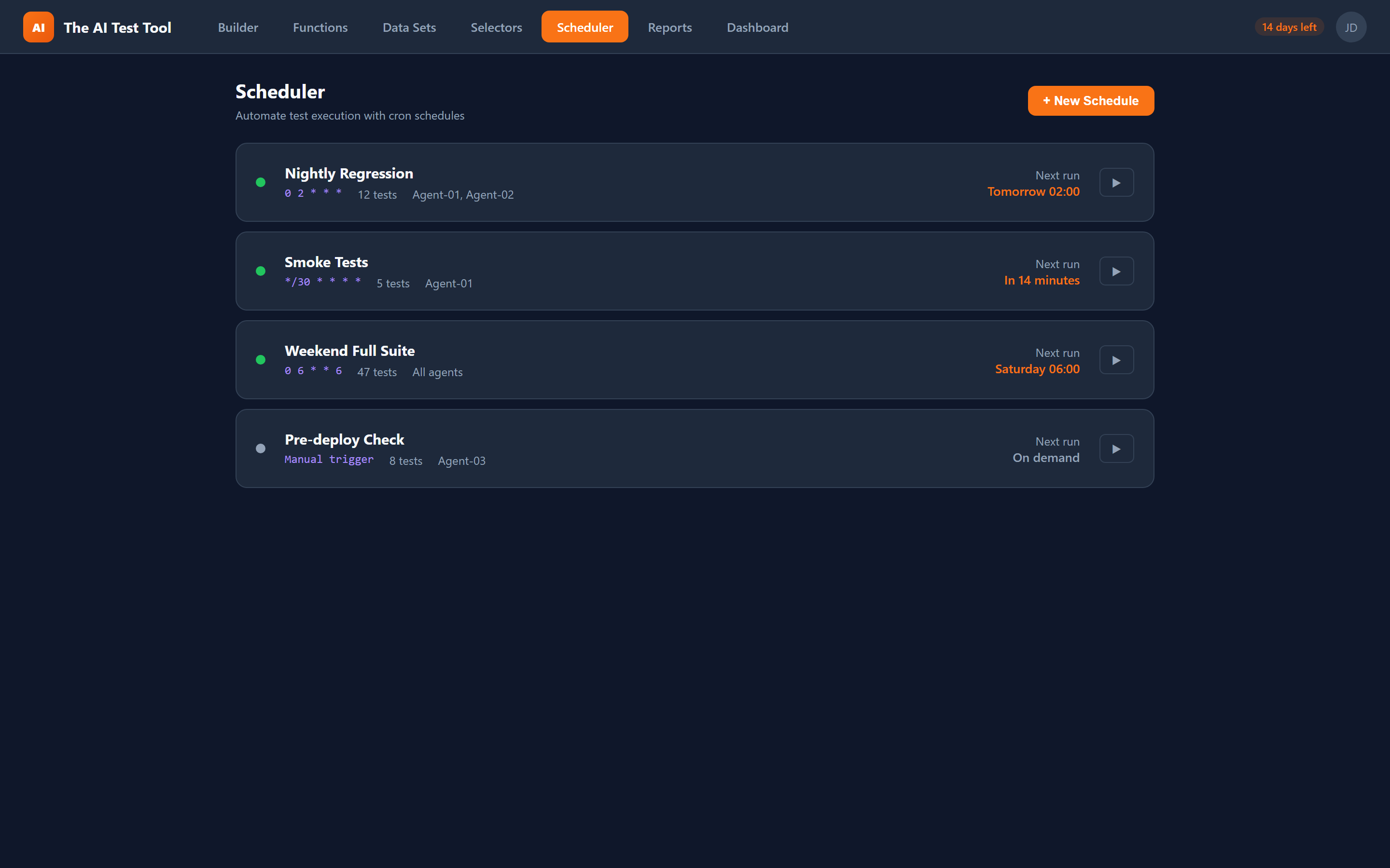 Test scheduler with cron configuration